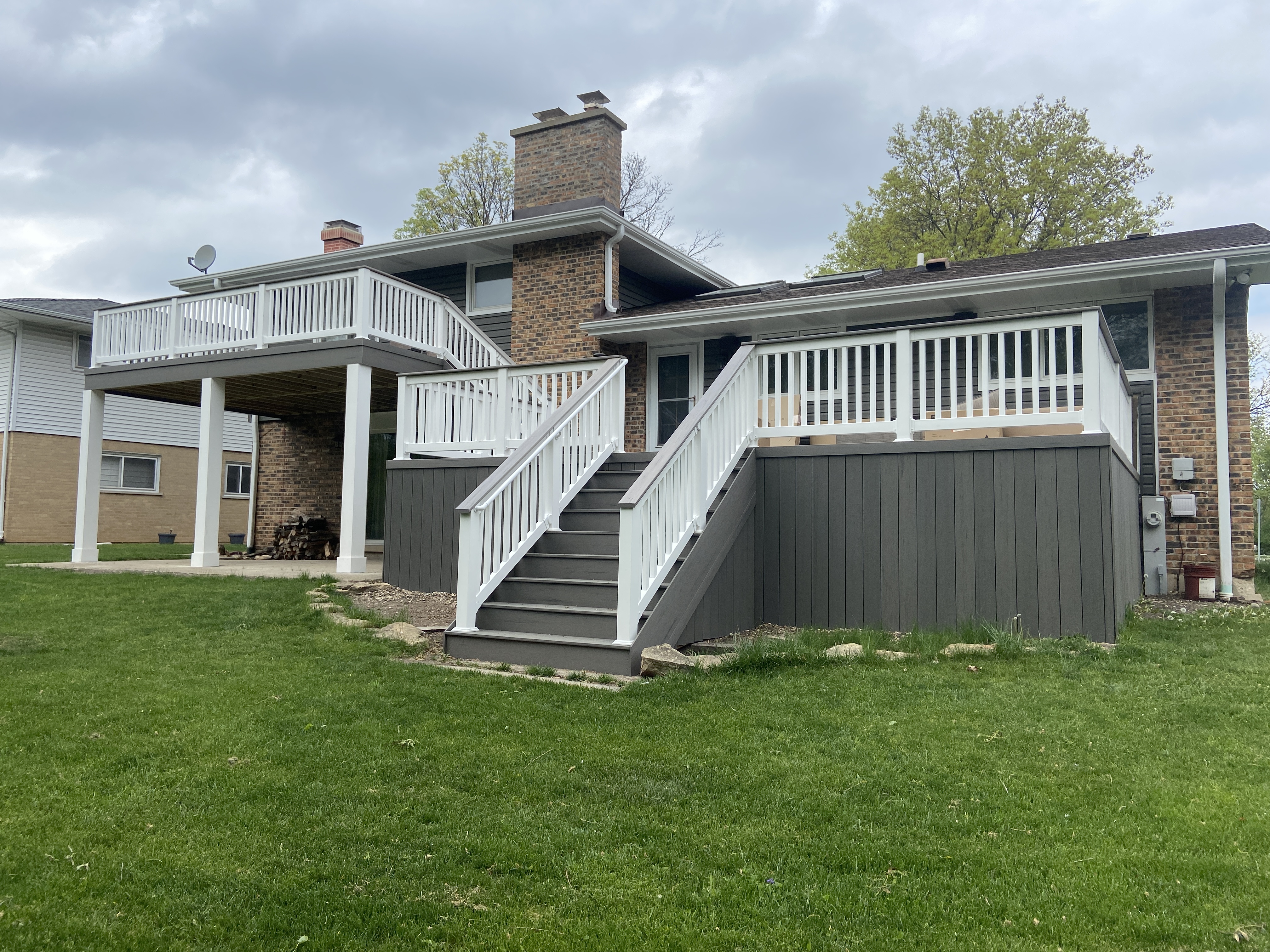 Multi-level composite deck constructed by Archadeck of Chicagoland.